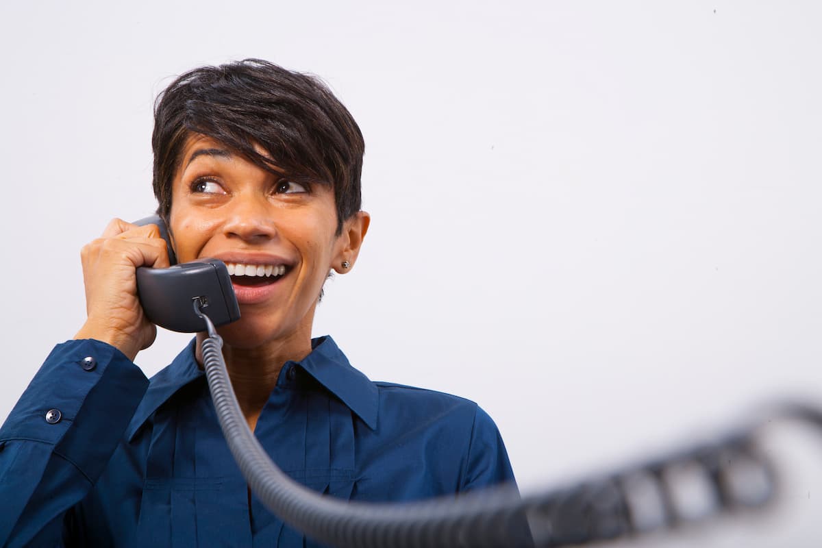 Paul make a phone call. Phone conversation man and woman.