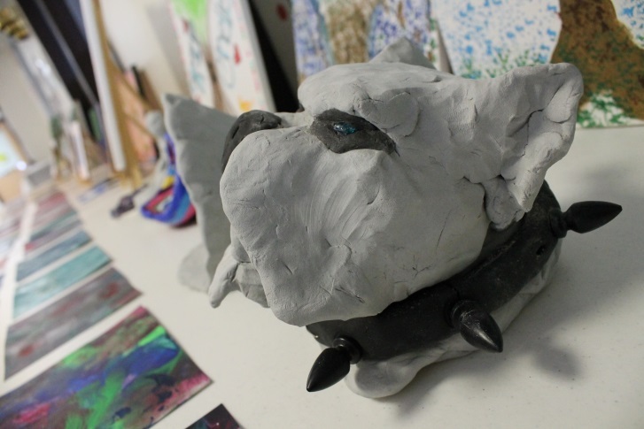 works of art on display on a table