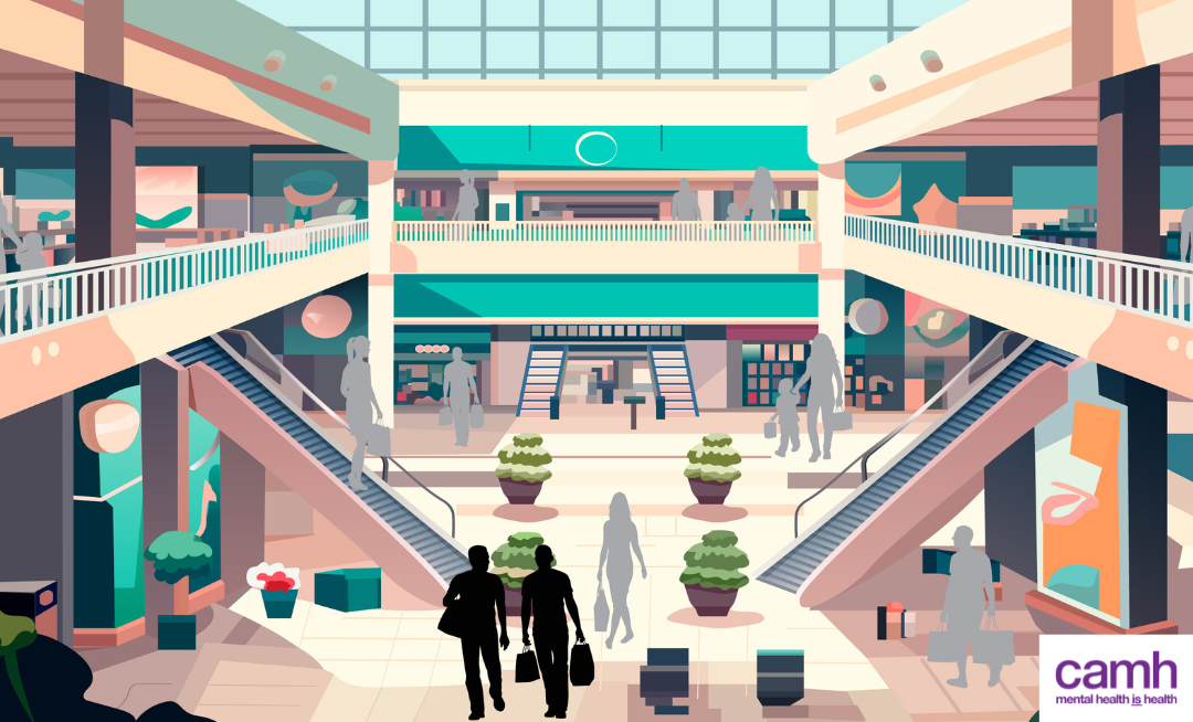 Illustration of Peter's visit to the mall.